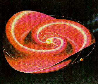 Artist's drawing of heliospheric current sheet (Click for enlarged view)